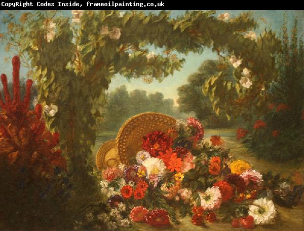 Eugene Delacroix Basket of Flowers